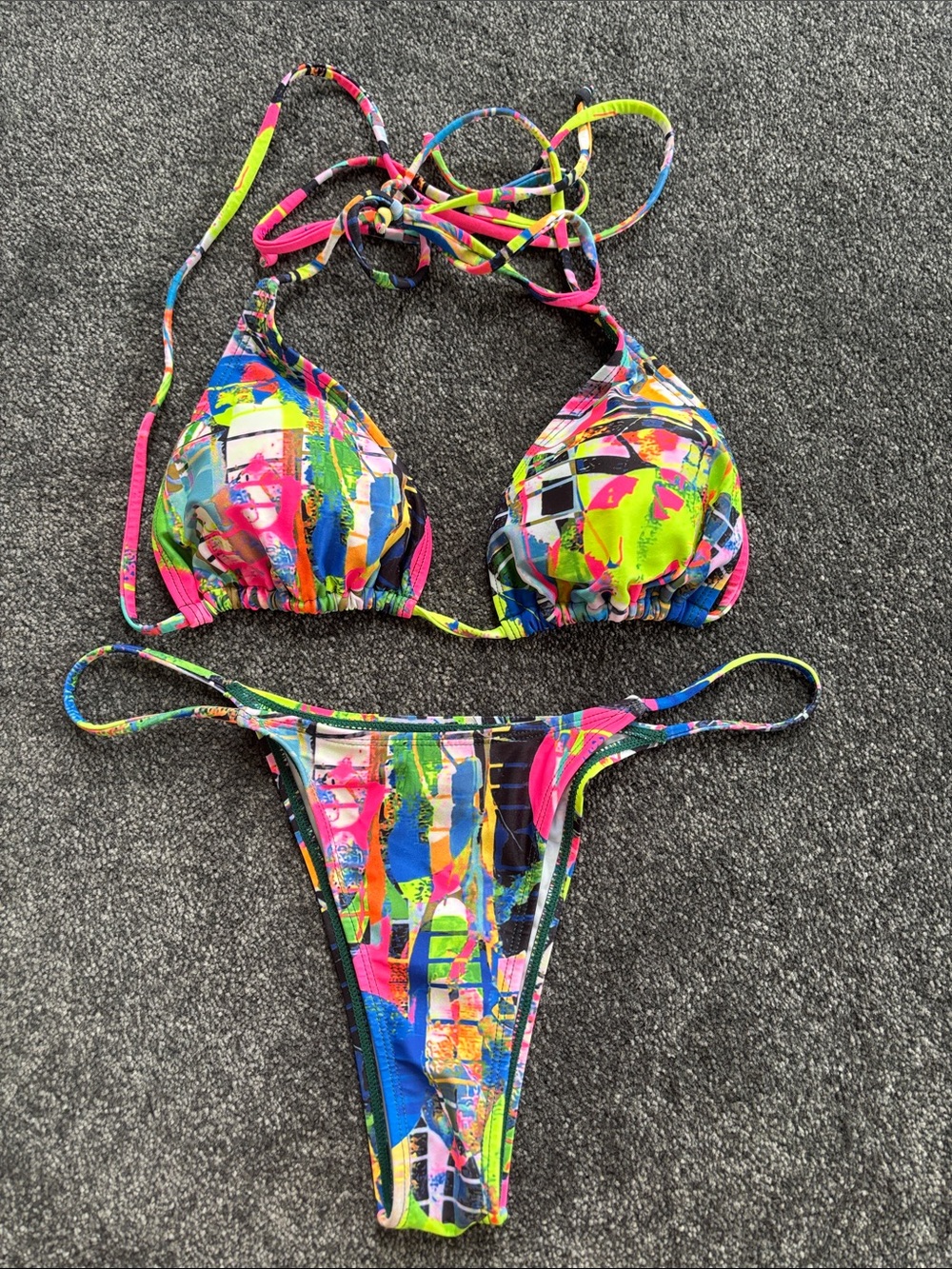 SHEIN Neon Multi-Color Abstract Print Bikini